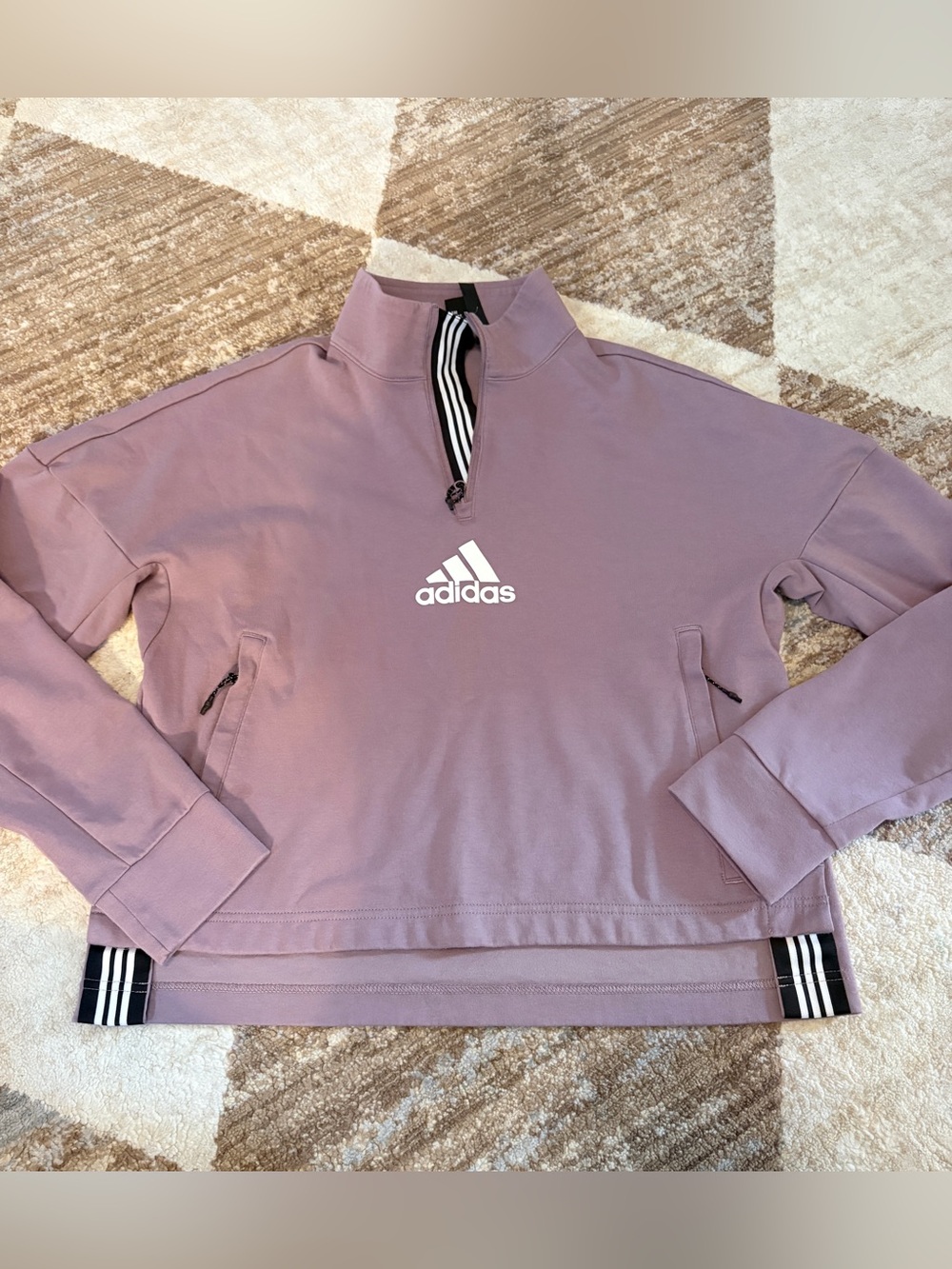 adidas Lavender Quarter-Zip Women's Pullover Hoodie